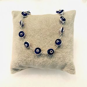 Turkish Evil Eye Royal Blue Color Bracelet Silver Base 7 inches Adjustable 🧿